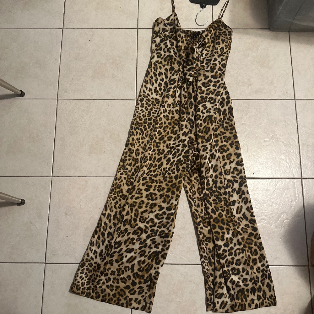 Aqua leopard romper/worn once